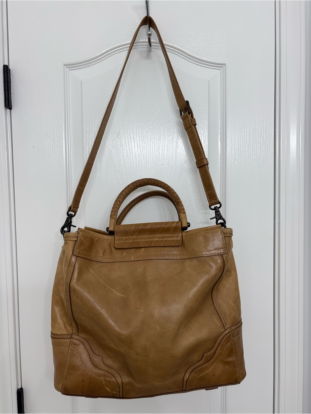 Frye Cognac Leather Convertible Shoulder Tote